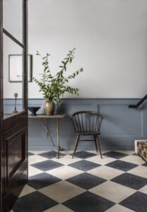 Cream Grey Checkerboard Floor
