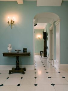 White Limestone Octagonal with Cabochons