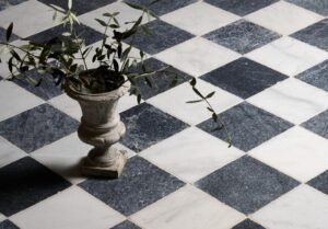 Grey and White tumbled Chequer Marble