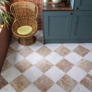 Rosso White Checker Marble Tumbled