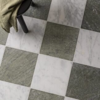 Verde White Checker Marble Tumbled